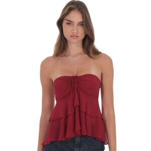 1 LEFT!!! LUCY IN THE SKY RED STRAPLESS TOP